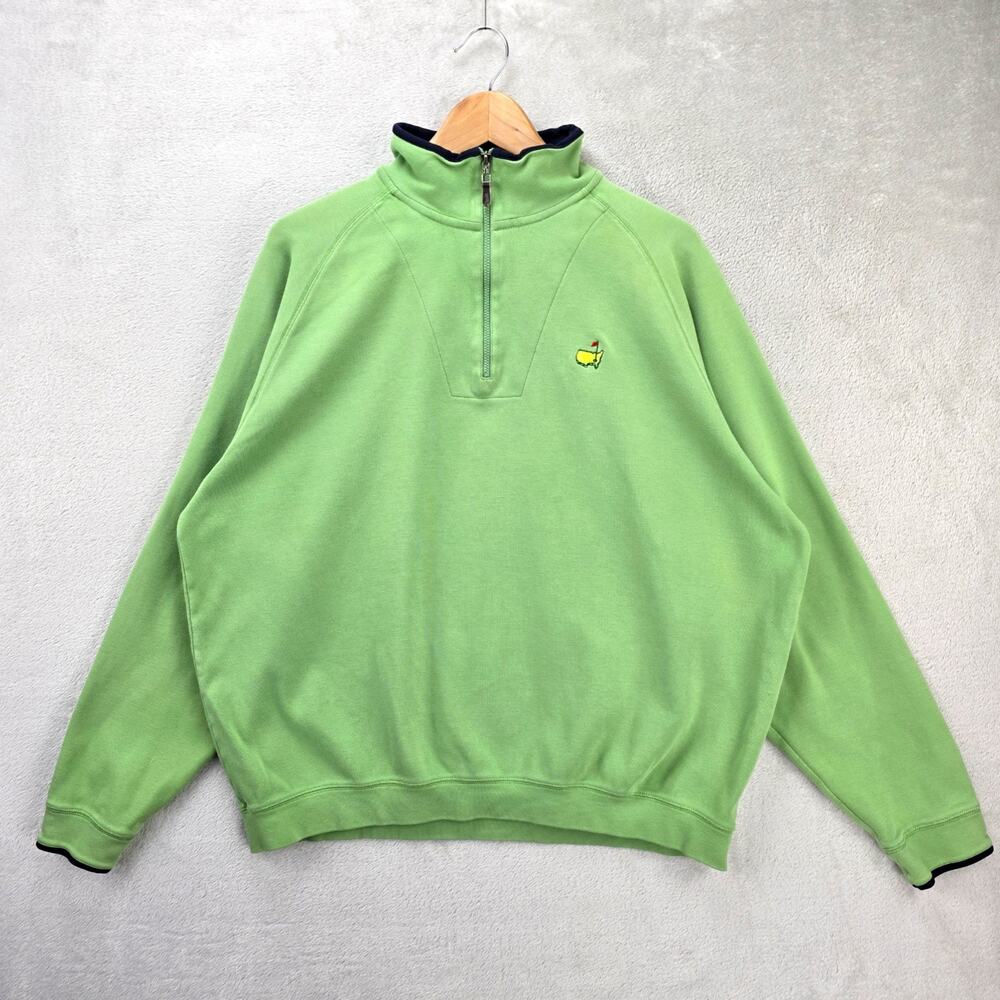 Masters Bobby Jones Players 1/4 Zip Sweatshirt XL Green Long Sleeve Cotton Golf